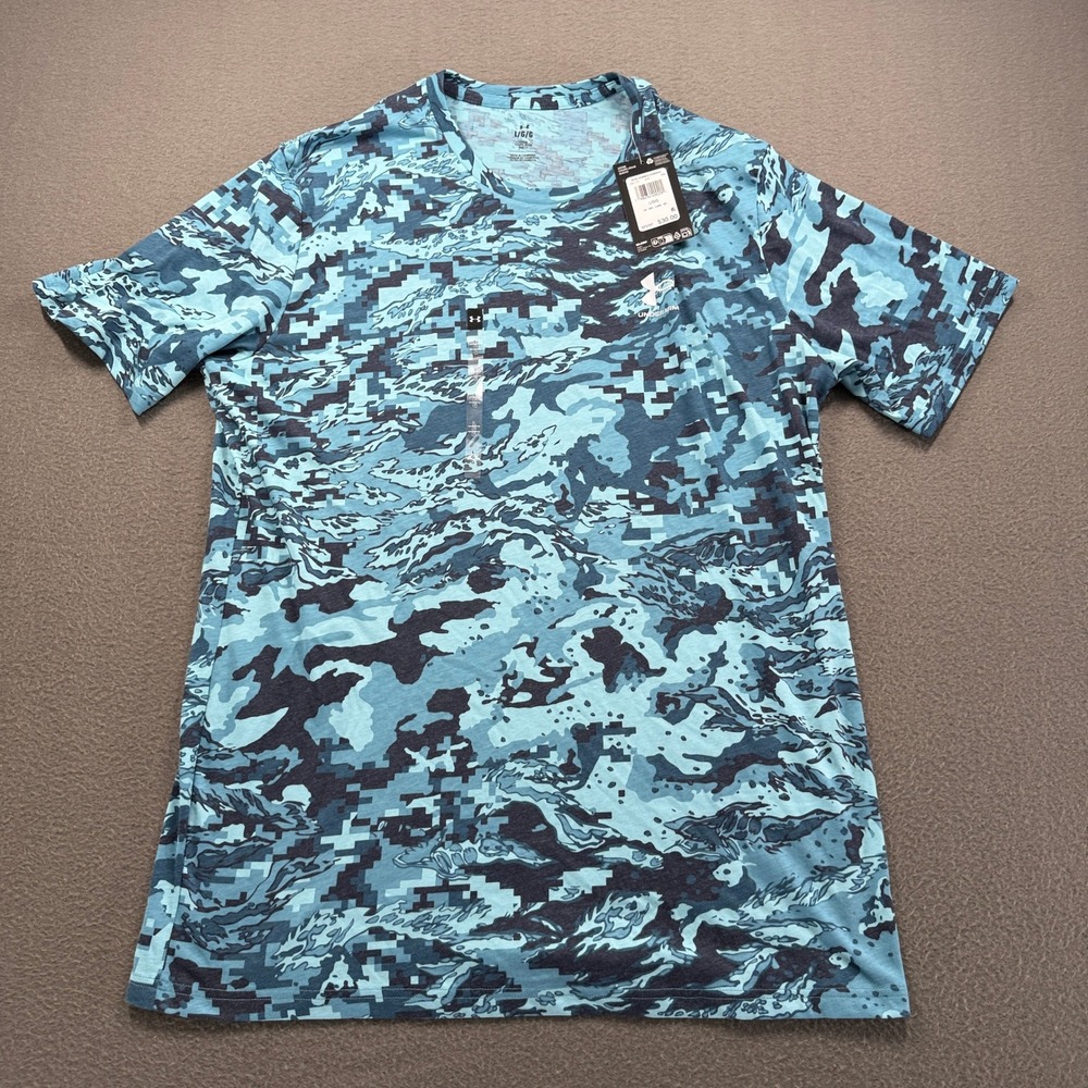 Under Armour ABC Camo SS Shirt Mens Size Large Blue Digital Camo 1357727-498